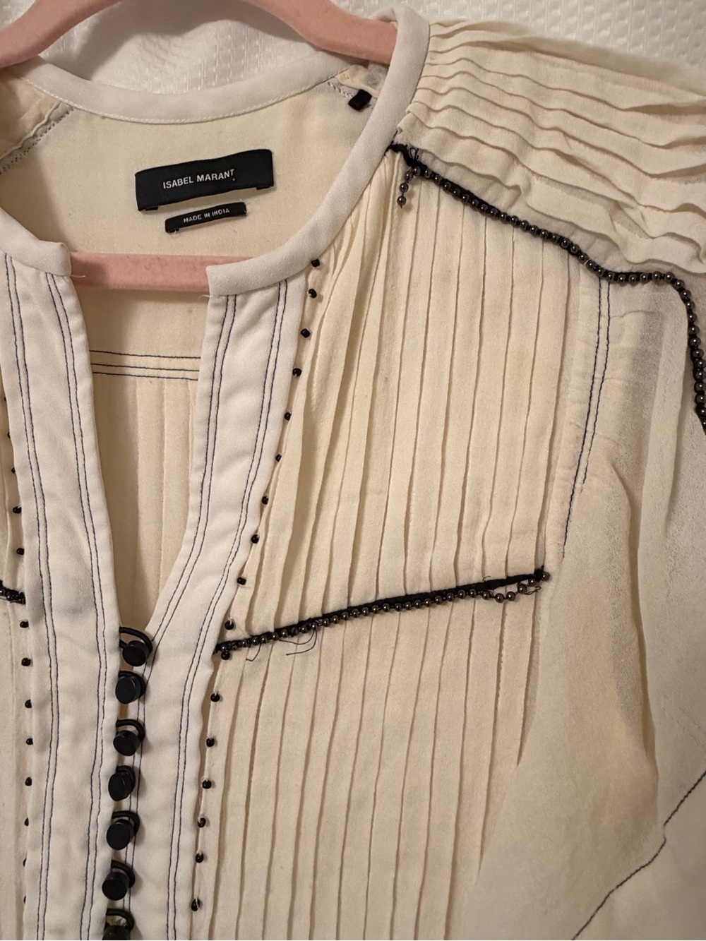 Isabel Marant Cream Midi Dress with Black Trim - Size 38 - Picture 15 of 15